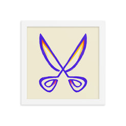 Bold African-themed Scissors artwork in frame.