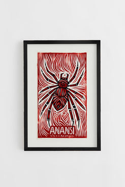 Anansi Spider framed poster with African motifs