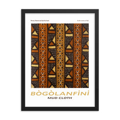 Bogolanfini Mudcloth Framed Poster Print with African Tribal Design