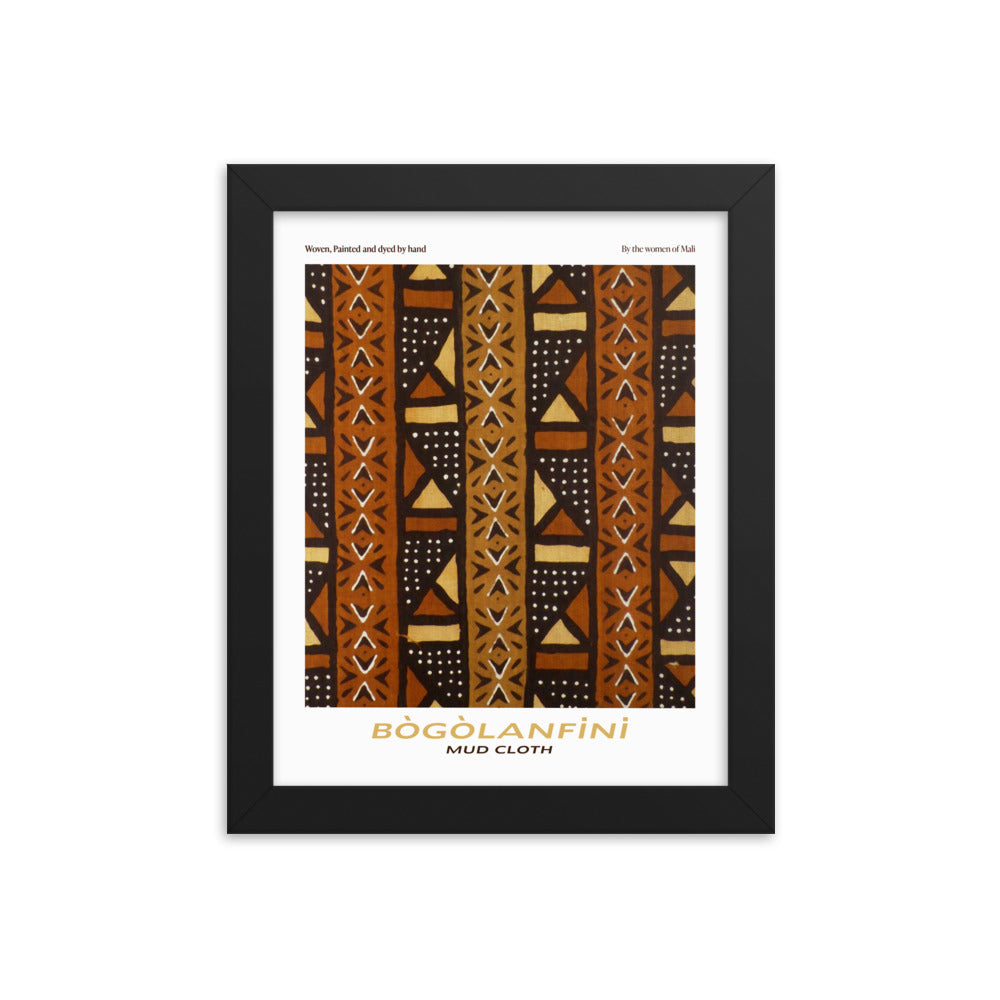 Bogolanfini Mudcloth framed poster print for boho home decor