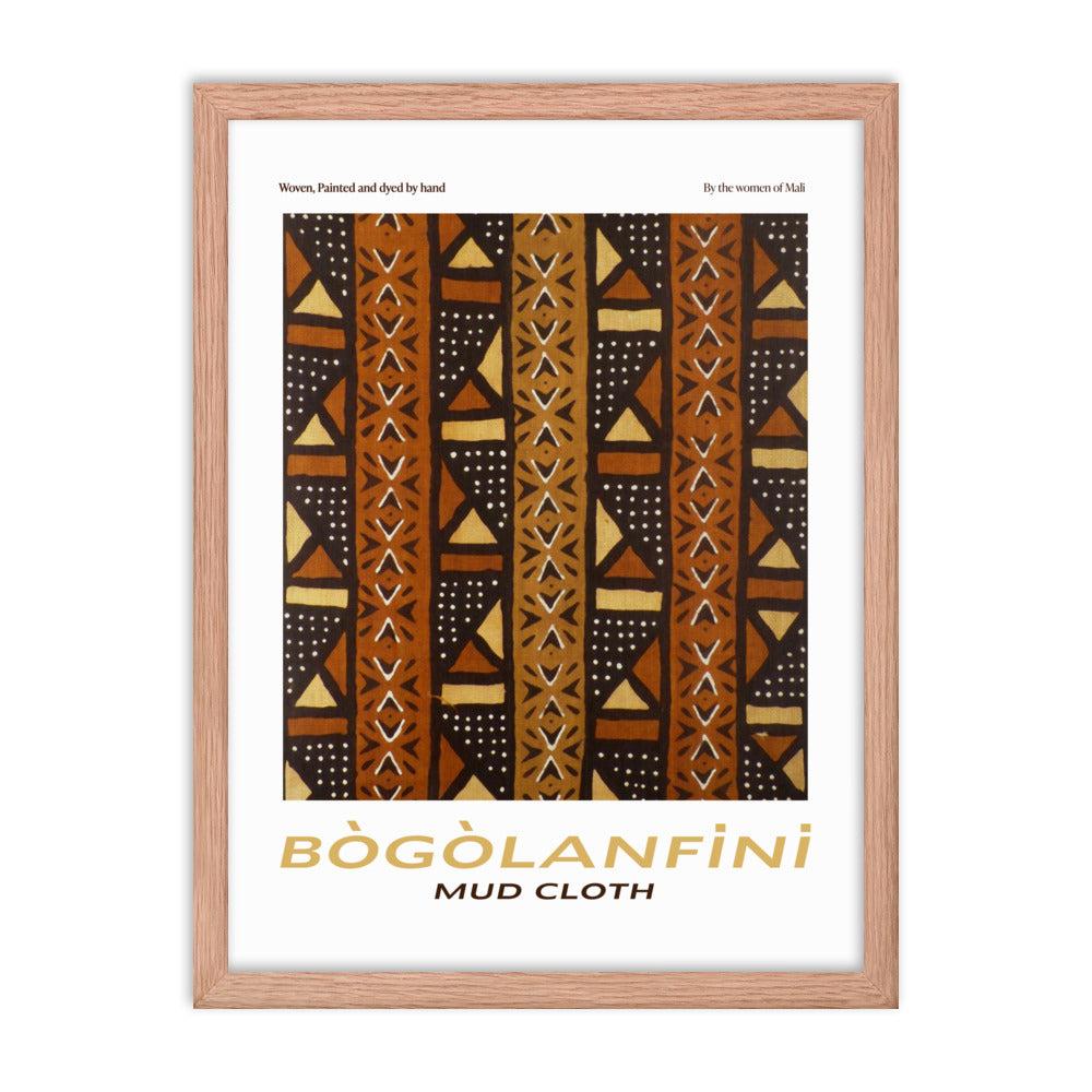 Bogolanfini Mudcloth Framed Poster Print for Modern Home Decor