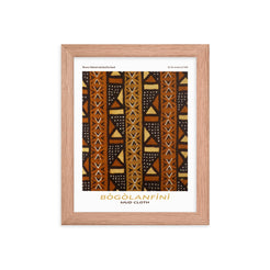 Bogolanfini Mudcloth framed poster print with authentic African textile