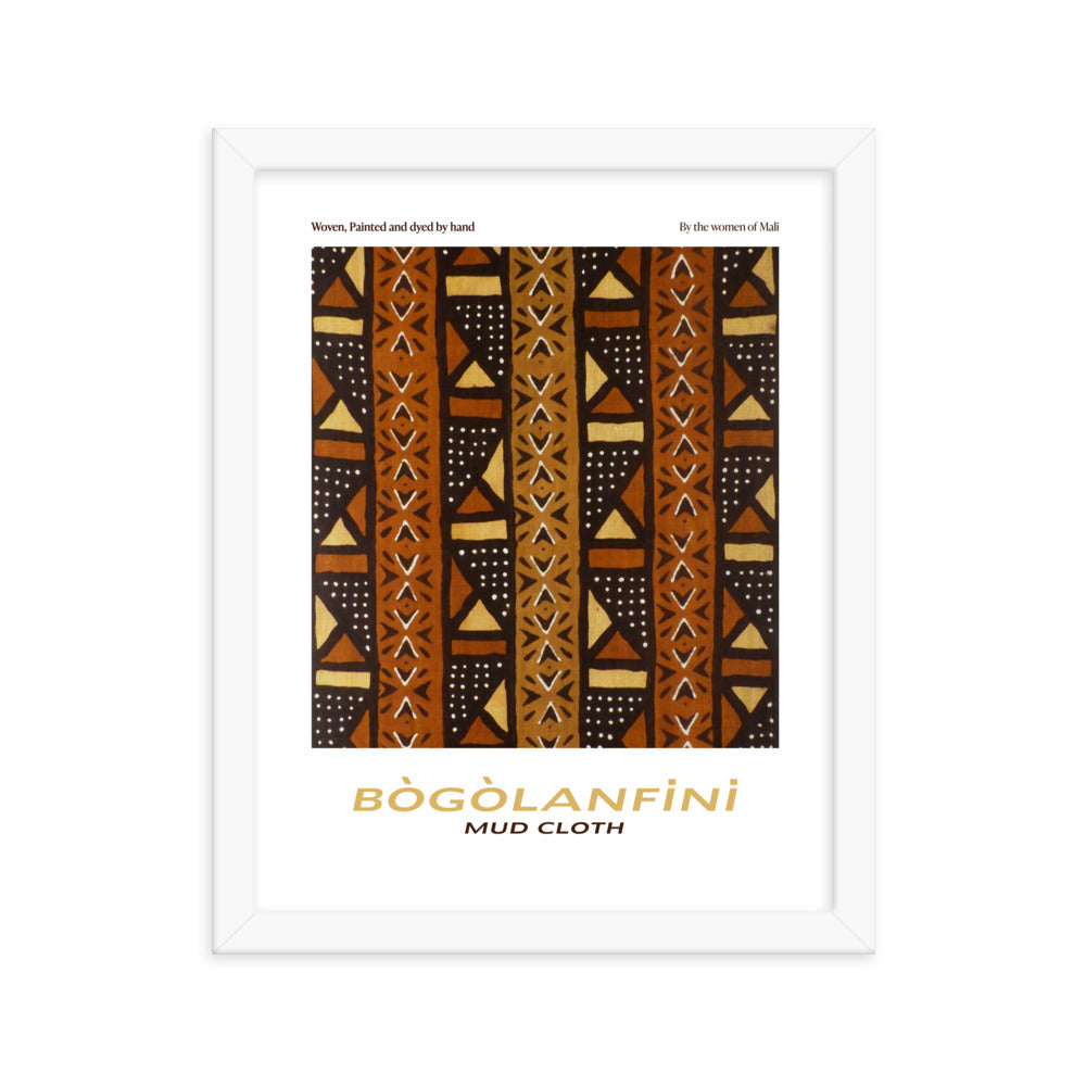 Bogolanfini Mudcloth framed poster print for African-inspired home decor