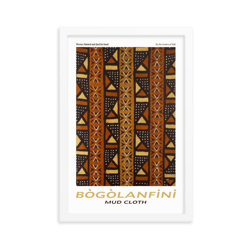 Bogolanfini Mudcloth Framed Poster Print for Minimalist Home Decor